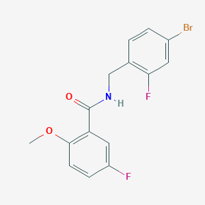 molecular formula C15H12BrF2NO2 B15091446 N-[(4-Bromo-2-fluoro-phenyl)methyl]-5-fluoro-2-methoxy-benzamide 