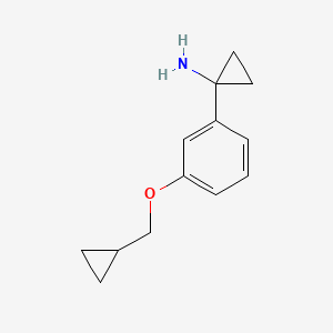 molecular formula C13H17NO B15091509 1-(3-(Cyclopropylmethoxy)phenyl)cyclopropanamine 