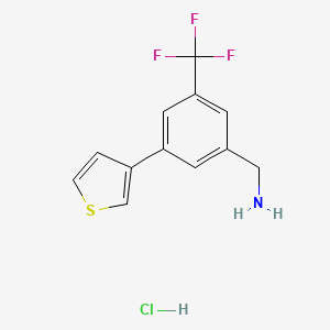 molecular formula C12H11ClF3NS B15091607 (3-(Thiophen-3-yl)-5-(trifluoromethyl)phenyl)methanamine hydrochloride 