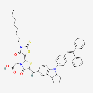 2-[(2Z,5Z)-5-[[4-[4-(2,2-diphenylethenyl)phenyl]-2,3,3a,8b-tetrahydro-1H-cyclopenta[b]indol-7-yl]methylidene]-2-(3-octyl-4-oxo-2-sulfanylidene-1,3-thiazolidin-5-ylidene)-4-oxo-1,3-thiazolidin-3-yl]acetic acid