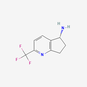 molecular formula C9H9F3N2 B15091885 (5R)-2-(trifluoromethyl)-6,7-dihydro-5H-cyclopenta[b]pyridin-5-amine 