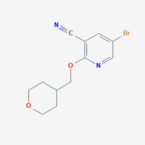 molecular formula C12H13BrN2O2 B15091939 5-Bromo-2-[(oxan-4-yl)methoxy]pyridine-3-carbonitrile 