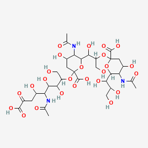 molecular formula C33H53N3O25 B15092197 5-acetamido-2-[1-[3-acetamido-6-(5-acetamido-8-carboxy-1,3,4,6-tetrahydroxy-8-oxooctan-2-yl)oxy-6-carboxy-4-hydroxyoxan-2-yl]-1,3-dihydroxypropan-2-yl]oxy-4-hydroxy-6-(1,2,3-trihydroxypropyl)oxane-2-carboxylic acid 