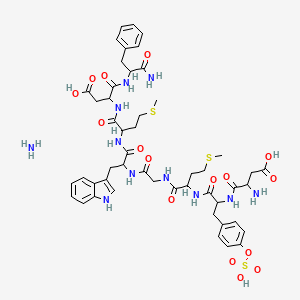 molecular formula C49H65N11O16S3 B15092472 H-DL-Asp-DL-Tyr(SO3H)-DL-Met-Gly-DL-Trp-DL-Met-DL-Asp-DL-Phe-NH2.NH3 