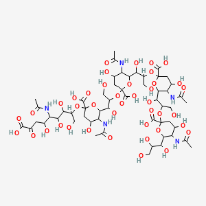 5-acetamido-2-[1-[3-acetamido-6-[1-[3-acetamido-6-[1-[3-acetamido-6-(5-acetamido-8-carboxy-1,3,4,6-tetrahydroxy-8-oxooctan-2-yl)oxy-6-carboxy-4-hydroxyoxan-2-yl]-1,3-dihydroxypropan-2-yl]oxy-6-carboxy-4-hydroxyoxan-2-yl]-1,3-dihydroxypropan-2-yl]oxy-6-carboxy-4-hydroxyoxan-2-yl]-1,3-dihydroxypropan-2-yl]oxy-4-hydroxy-6-(1,2,3-trihydroxypropyl)oxane-2-carboxylic acid