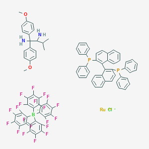 molecular formula C87H58BClF20N2O2P2Ru B15092642 Chloro[(S)-(-)-2,2'-bis[diphenylphosphino]-1,1'-binaphthyl][(S)-1,1-bis(4-methoxyphenyl)-3-methylbutane-1,2-diamine]ruthenium(II) tetrakis(pentafluorophenyl)borate CAS No. 1150112-87-0