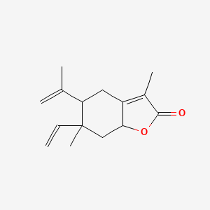 molecular formula C15H20O2 B15092733 6-Ethenyl-3,6-dimethyl-5-prop-1-en-2-yl-4,5,7,7a-tetrahydro-1-benzofuran-2-one 