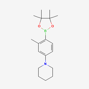 molecular formula C18H28BNO2 B15092757 1-[3-Methyl-4-(4,4,5,5-tetramethyl-1,3,2-dioxaborolan-2-yl)phenyl]piperidine CAS No. 1366131-50-1