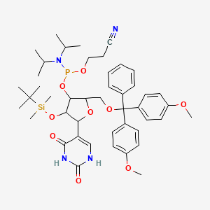 molecular formula C45H61N4O9PSi B15092903 3-[[2-[[bis(4-methoxyphenyl)-phenylmethoxy]methyl]-4-[tert-butyl(dimethyl)silyl]oxy-5-(2,4-dioxo-1H-pyrimidin-5-yl)oxolan-3-yl]oxy-[di(propan-2-yl)amino]phosphanyl]oxypropanenitrile 