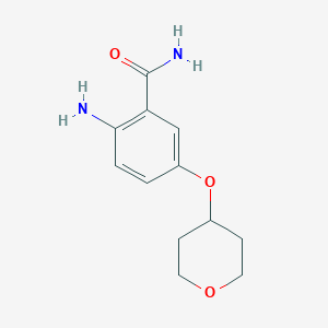 molecular formula C12H16N2O3 B15092965 2-Amino-5-((tetrahydro-2H-pyran-4-yl)oxy)benzamide 