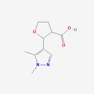 molecular formula C10H14N2O3 B15093046 2-(1,5-dimethyl-1H-pyrazol-4-yl)oxolane-3-carboxylic acid 