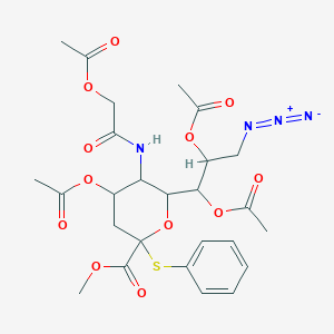 molecular formula C26H32N4O12S B15093049 Methyl 4-acetyloxy-5-[(2-acetyloxyacetyl)amino]-6-(1,2-diacetyloxy-3-azidopropyl)-2-phenylsulfanyloxane-2-carboxylate 