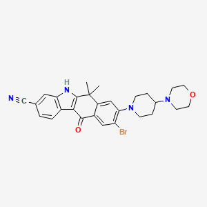 molecular formula C28H29BrN4O2 B15093053 9-Bromo-6,6-dimethyl-8-(4-morpholinopiperidin-1-yl)-11-oxo-6,11-dihydro-5H-benzo[b]carbazole-3-carbonitrile 