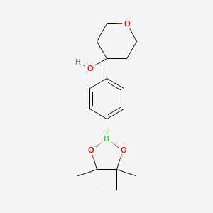 molecular formula C17H25BO4 B15093153 4-[4-(Tetramethyl-1,3,2-dioxaborolan-2-yl)phenyl]oxan-4-ol 