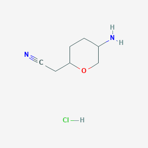 molecular formula C7H13ClN2O B15093366 2-((5S)-5-Aminotetrahydro-2H-pyran-2-yl)acetonitrilehydrochloride 