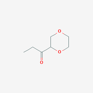 molecular formula C7H12O3 B15093415 1-(1,4-Dioxan-2-yl)propan-1-one 