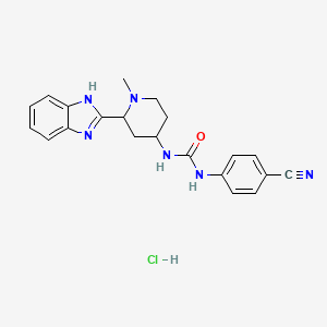 molecular formula C21H23ClN6O B15093423 1-[2-(1H-benzimidazol-2-yl)-1-methylpiperidin-4-yl]-3-(4-cyanophenyl)urea;hydrochloride 