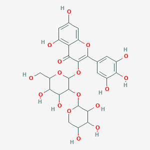 molecular formula C26H28O17 B15093448 Myricetin3-O-beta-D-xylopyranosyl-(1-2)-beta-D-glucopyranoside 