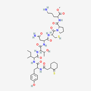 molecular formula C45H69N9O12S2 B15093464 Methyl 5-amino-2-[[1-[2-[[4-amino-2-[[3-hydroxy-2-[[2-[[3-(4-hydroxyphenyl)-2-[[2-(2-sulfanylidenecyclohexyl)acetyl]amino]propanoyl]amino]-3-methylpentanoyl]amino]butanoyl]amino]-4-oxobutanoyl]amino]-3-sulfanylpropanoyl]pyrrolidine-2-carbonyl]amino]pentanoate 