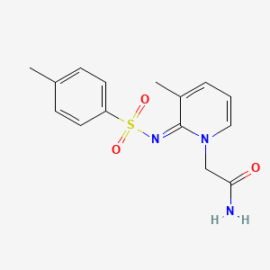 molecular formula C15H17N3O3S B15093494 2-[(2E)-3-methyl-2-(4-methylphenyl)sulfonyliminopyridin-1-yl]acetamide 