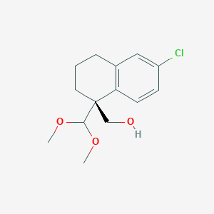 molecular formula C14H19ClO3 B15093640 [(1R)-6-chloro-1-(dimethoxymethyl)tetralin-1-yl]methanol 