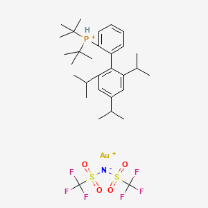 molecular formula C31H46AuF6NO4PS2+ B15093687 Bis(trifluoromethylsulfonyl)azanide;ditert-butyl-[2-[2,4,6-tri(propan-2-yl)phenyl]phenyl]phosphanium;gold(1+) 