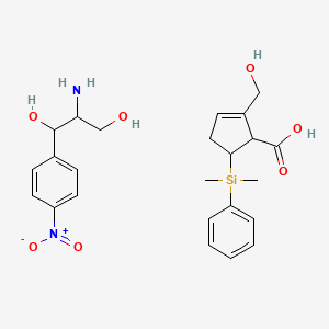 molecular formula C24H32N2O7Si B15093706 (1R,2R)-2-Amino-1-(4-nitrophenyl)propane-1,3-diol with trans-5-(dimethyl(phenyl)silyl)-2-(hydroxymethyl)cyclopent-2-enecarboxylate 