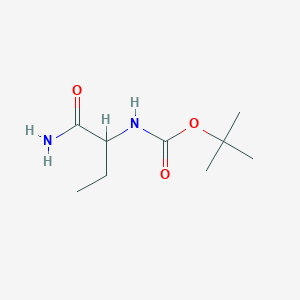 molecular formula C9H18N2O3 B15093804 tert-butyl N-(1-carbamoylpropyl)carbamate 