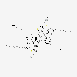 molecular formula C74H90S4Sn2 B15093851 trimethyl-[12,12,24,24-tetrakis(4-hexylphenyl)-20-trimethylstannyl-5,9,17,21-tetrathiaheptacyclo[13.9.0.03,13.04,11.06,10.016,23.018,22]tetracosa-1(15),2,4(11),6(10),7,13,16(23),18(22),19-nonaen-8-yl]stannane CAS No. 1420071-65-3