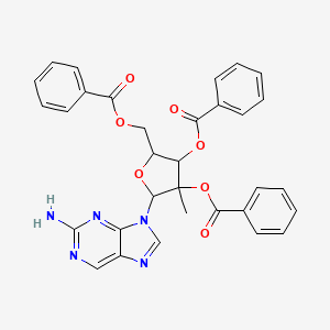 molecular formula C32H27N5O7 B15093856 [5-(2-Aminopurin-9-yl)-3,4-dibenzoyloxy-4-methyloxolan-2-yl]methyl benzoate 