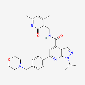 N-[(4,6-dimethyl-2-oxo-3H-pyridin-3-yl)methyl]-6-[4-(morpholin-4-ylmethyl)phenyl]-1-propan-2-ylpyrazolo[3,4-b]pyridine-4-carboxamide