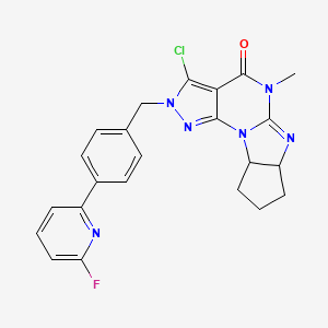 molecular formula C23H20ClFN6O B15094288 5-Chloro-4-[[4-(6-fluoropyridin-2-yl)phenyl]methyl]-8-methyl-1,3,4,8,10-pentazatetracyclo[7.6.0.02,6.011,15]pentadeca-2,5,9-trien-7-one 