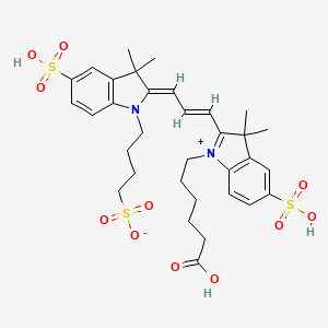 4-[(2Z)-2-[(E)-3-[1-(5-carboxypentyl)-3,3-dimethyl-5-sulfoindol-1-ium-2-yl]prop-2-enylidene]-3,3-dimethyl-5-sulfoindol-1-yl]butane-1-sulfonate