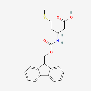 molecular formula C21H23NO4S B15094383 3-(9H-fluoren-9-ylmethoxycarbonylamino)-5-methylsulfanyl-pentanoic Acid 