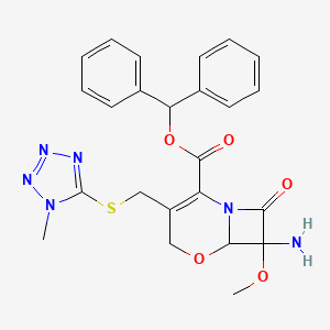 molecular formula C24H24N6O5S B15094420 (6R,7R)-Benzhydryl 7-amino-7-methoxy-3-(((1-methyl-1H-tetrazol-5-yl)thio)methyl)-8-oxo-5-oxa-1-azabicyclo[4.2.0]oct-2-ene-2-carboxylate 