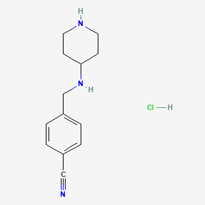 molecular formula C13H18ClN3 B1509454 4-((Piperidin-4-ylamino)methyl)benzonitrile hydrochloride 