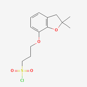 molecular formula C13H17ClO4S B15094608 3-[(2,2-Dimethyl-2,3-dihydro-1-benzofuran-7-YL)oxy]propane-1-sulfonyl chl+ 