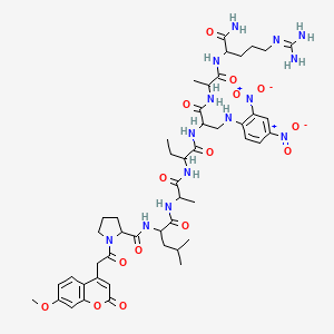 N-[1-[[1-[[1-[[1-[[1-[[1-amino-5-(diaminomethylideneamino)-1-oxopentan-2-yl]amino]-1-oxopropan-2-yl]amino]-3-(2,4-dinitroanilino)-1-oxopropan-2-yl]amino]-1-oxobutan-2-yl]amino]-1-oxopropan-2-yl]amino]-4-methyl-1-oxopentan-2-yl]-1-[2-(7-methoxy-2-oxochromen-4-yl)acetyl]pyrrolidine-2-carboxamide