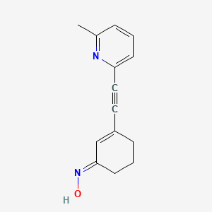 molecular formula C14H14N2O B15094722 (NE)-N-[3-[2-(6-methylpyridin-2-yl)ethynyl]cyclohex-2-en-1-ylidene]hydroxylamine 