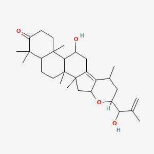 molecular formula C30H46O4 B15094803 12-Hydroxy-6-(1-hydroxy-2-methylprop-2-enyl)-1,2,8,14,18,18-hexamethyl-5-oxapentacyclo[11.8.0.02,10.04,9.014,19]henicos-9-en-17-one 