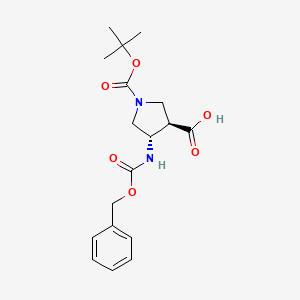 molecular formula C18H24N2O6 B1509483 (3R,4S)-4-(((Benzyloxy)carbonyl)amino)-1-(tert-butoxycarbonyl)pyrrolidine-3-carboxylic acid 