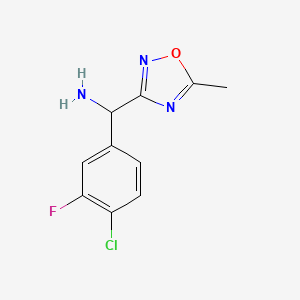 molecular formula C10H9ClFN3O B15095203 (4-Chloro-3-fluorophenyl)(5-methyl-1,2,4-oxadiazol-3-yl)methanamine 