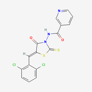 N-[(5Z)-5-(2,6-dichlorobenzylidene)-4-oxo-2-thioxo-1,3-thiazolidin-3-yl]pyridine-3-carboxamide