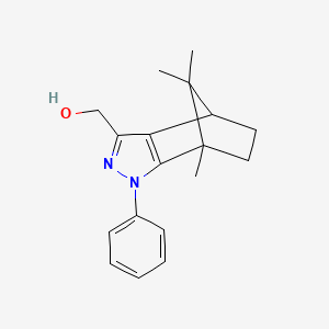 molecular formula C18H22N2O B15095517 {1,10,10-Trimethyl-3-phenyl-3,4-diazatricyclo[5.2.1.0^{2,6}]deca-2(6),4-dien-5-yl}methanol 