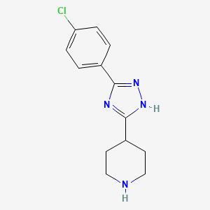 molecular formula C13H15ClN4 B15095527 4-(3-(4-Chlorophenyl)-1H-1,2,4-triazol-5-yl)piperidine 