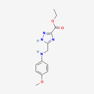 molecular formula C13H16N4O3 B15095607 Ethyl 3-(((4-methoxyphenyl)amino)methyl)-1H-1,2,4-triazole-5-carboxylate 