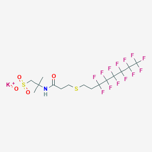 molecular formula C15H17F13KNO4S2 B15095754 Potassium;2-methyl-2-[3-(3,3,4,4,5,5,6,6,7,7,8,8,8-tridecafluorooctylsulfanyl)propanoylamino]propane-1-sulfonate CAS No. 62880-94-8