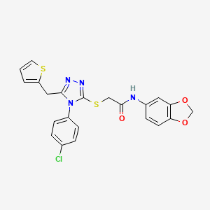 N-(2H-1,3-benzodioxol-5-yl)-2-{[4-(4-chlorophenyl)-5-[(thiophen-2-yl)methyl]-4H-1,2,4-triazol-3-yl]sulfanyl}acetamide