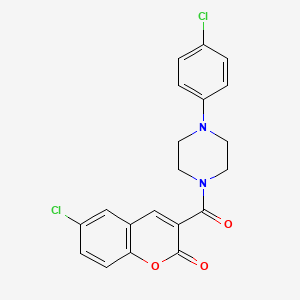 molecular formula C20H16Cl2N2O3 B15095956 6-Chloro-3-{[4-(4-chlorophenyl)piperazinyl]carbonyl}chromen-2-one CAS No. 5185-31-9