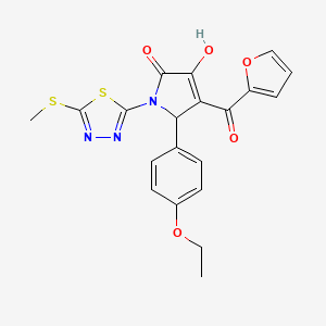 molecular formula C20H17N3O5S2 B15095966 (4E)-5-(4-ethoxyphenyl)-4-[furan-2-yl(hydroxy)methylidene]-1-[5-(methylsulfanyl)-1,3,4-thiadiazol-2-yl]pyrrolidine-2,3-dione 